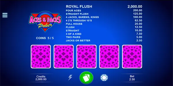 microgaming aces and faces video poker