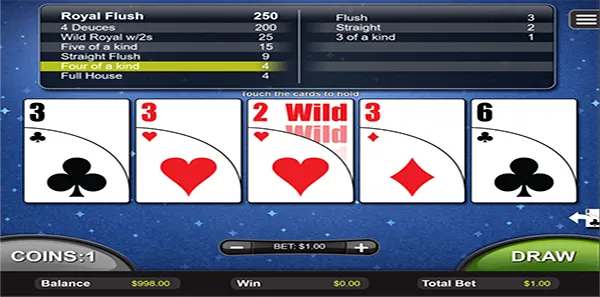 deuces wild video poker image