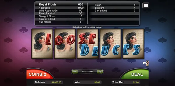rtg loose deuces video poker image